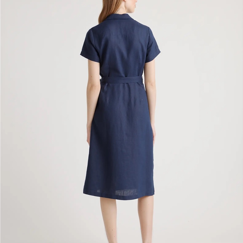 Quince Navy Button-Front Dress - Picture 2 of 8